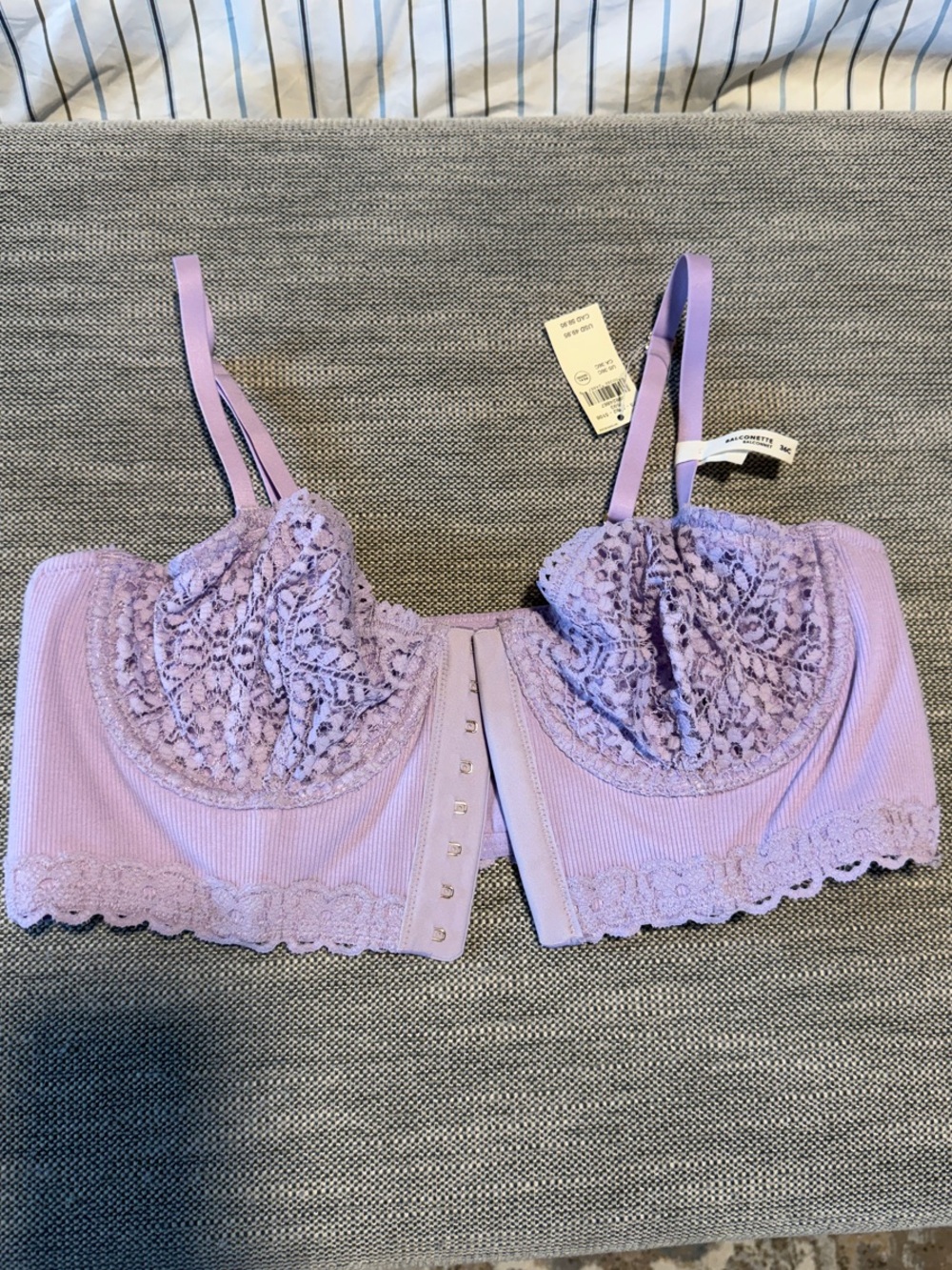 aerie Lavender Lace Longline Front-Closure Bra